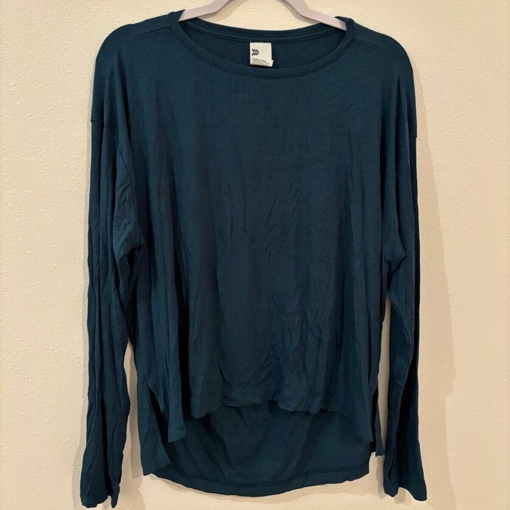 All in Motion Women’s Scooped Drapey Long Sleeve Navy Teal Size Small NWT
